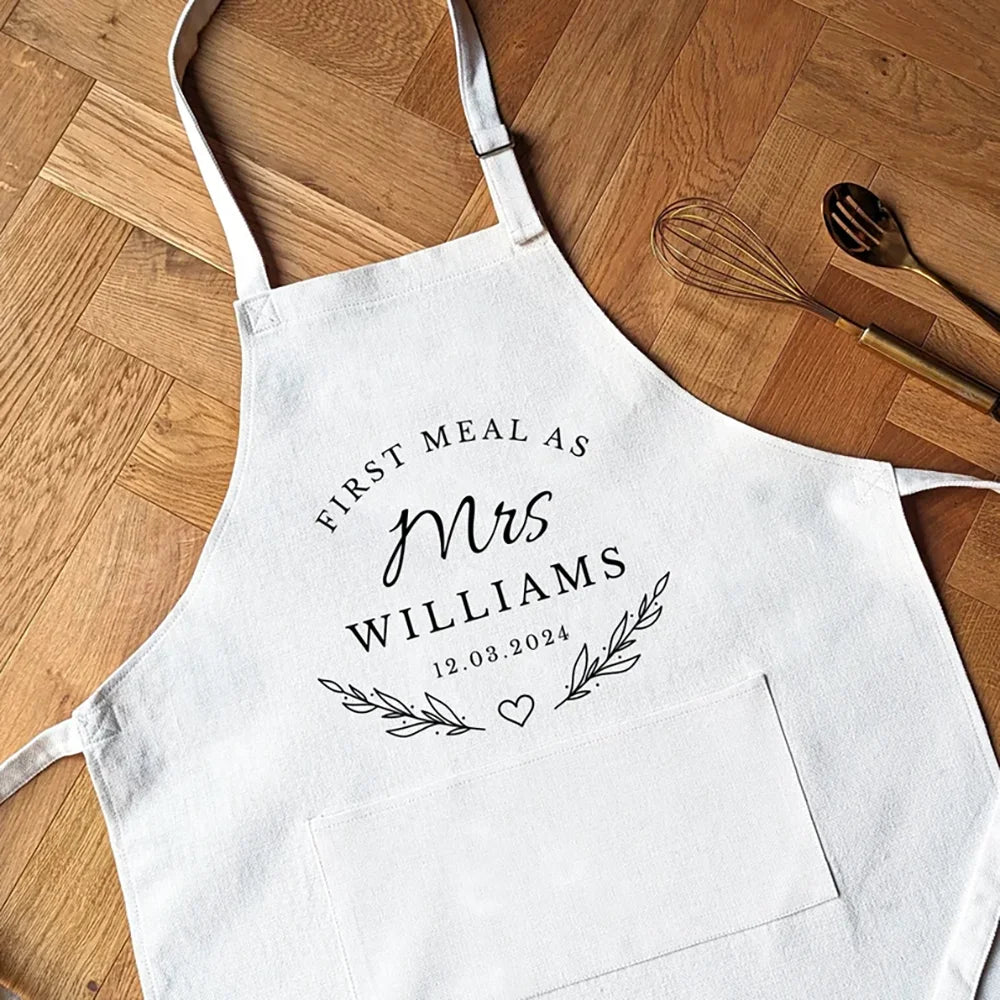 Personalized Mr & Mrs Couple Apron | Newlywed Wedding Gift Set Personalized Couple Apron Peaceful Pleasures Health and Wellness