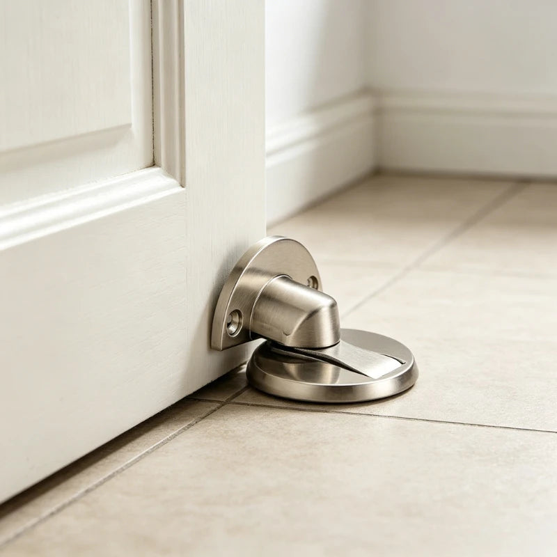 1pc Punch-Free Invisible Magnetic Door Stopper Metal Windproof Self-Locking Mechanical Door Stop Peaceful Pleasures Health and Wellness