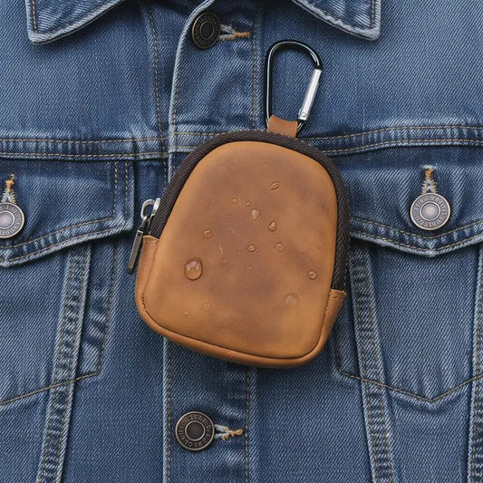 PU Leather Mini Coin Purse with Zipper & Carabiner Keychain Mini Coin Purse Oasis Select
