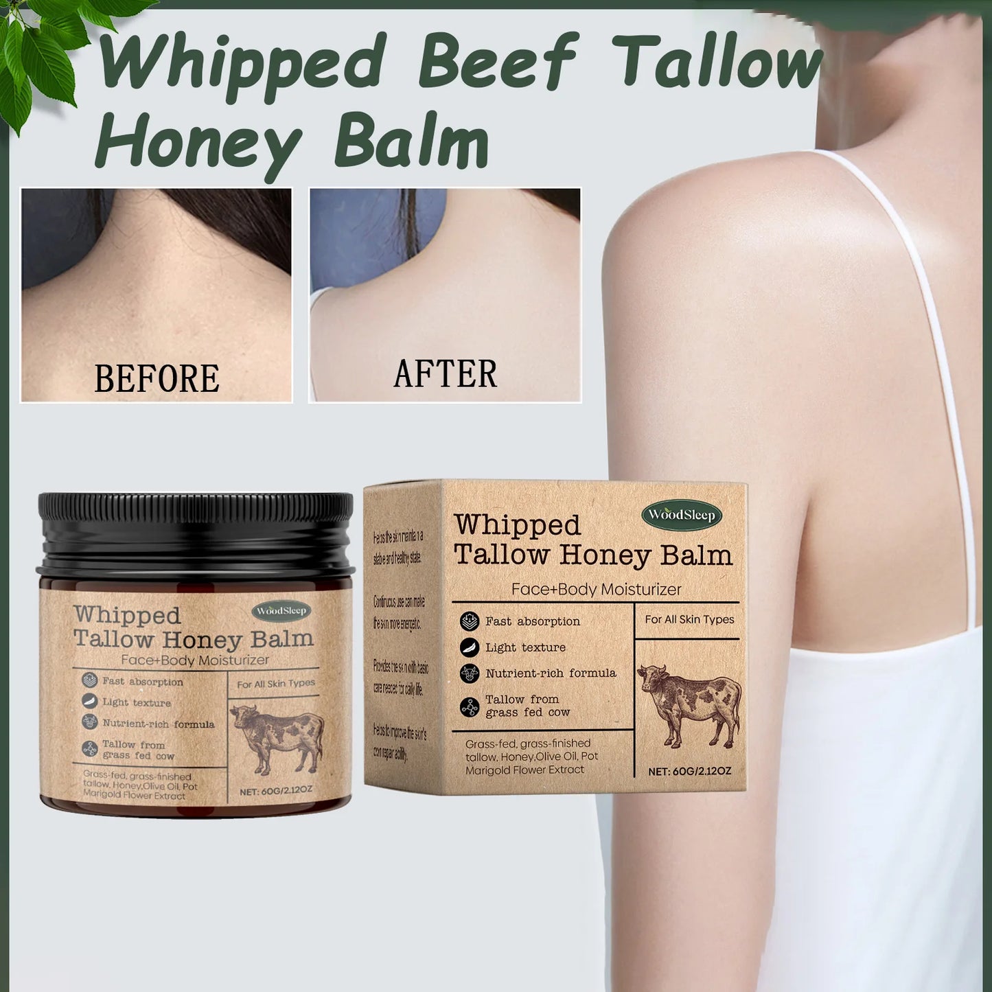 Whipped Beef Tallow & Honey Balm – Face & Body Moisturizer