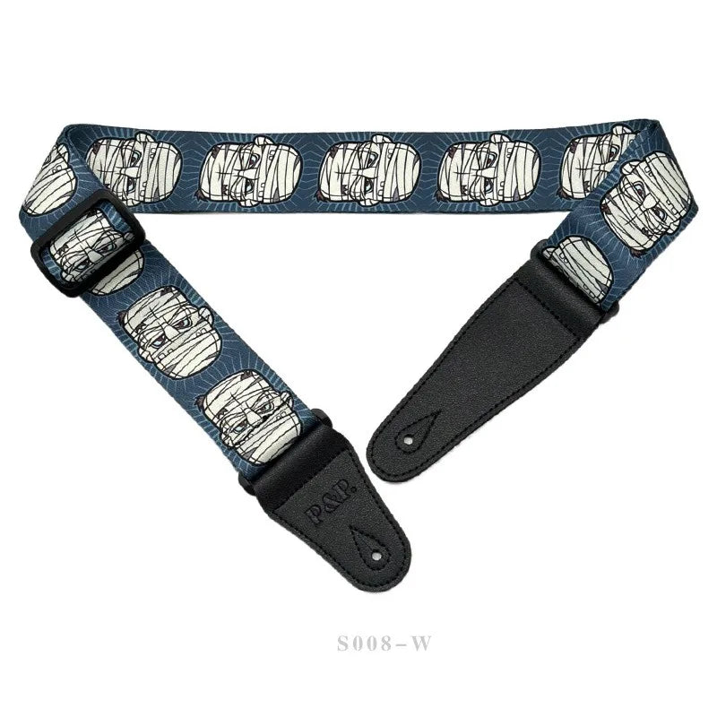 PP Guitar Strap Printed Thermal Transfer Skull Electric Bass Straps