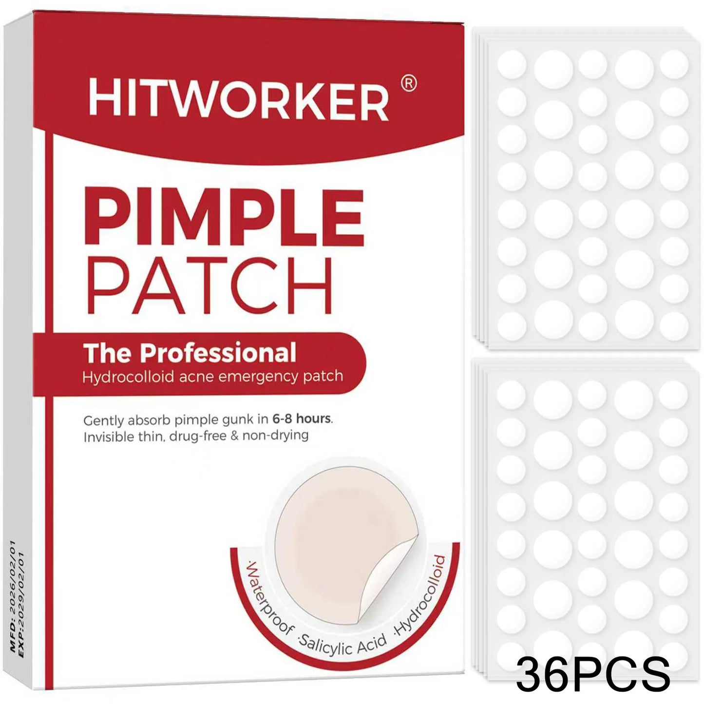 Hydrocolloid Acne Patches – Alcohol-Free Blemish Stickers 36/360ct