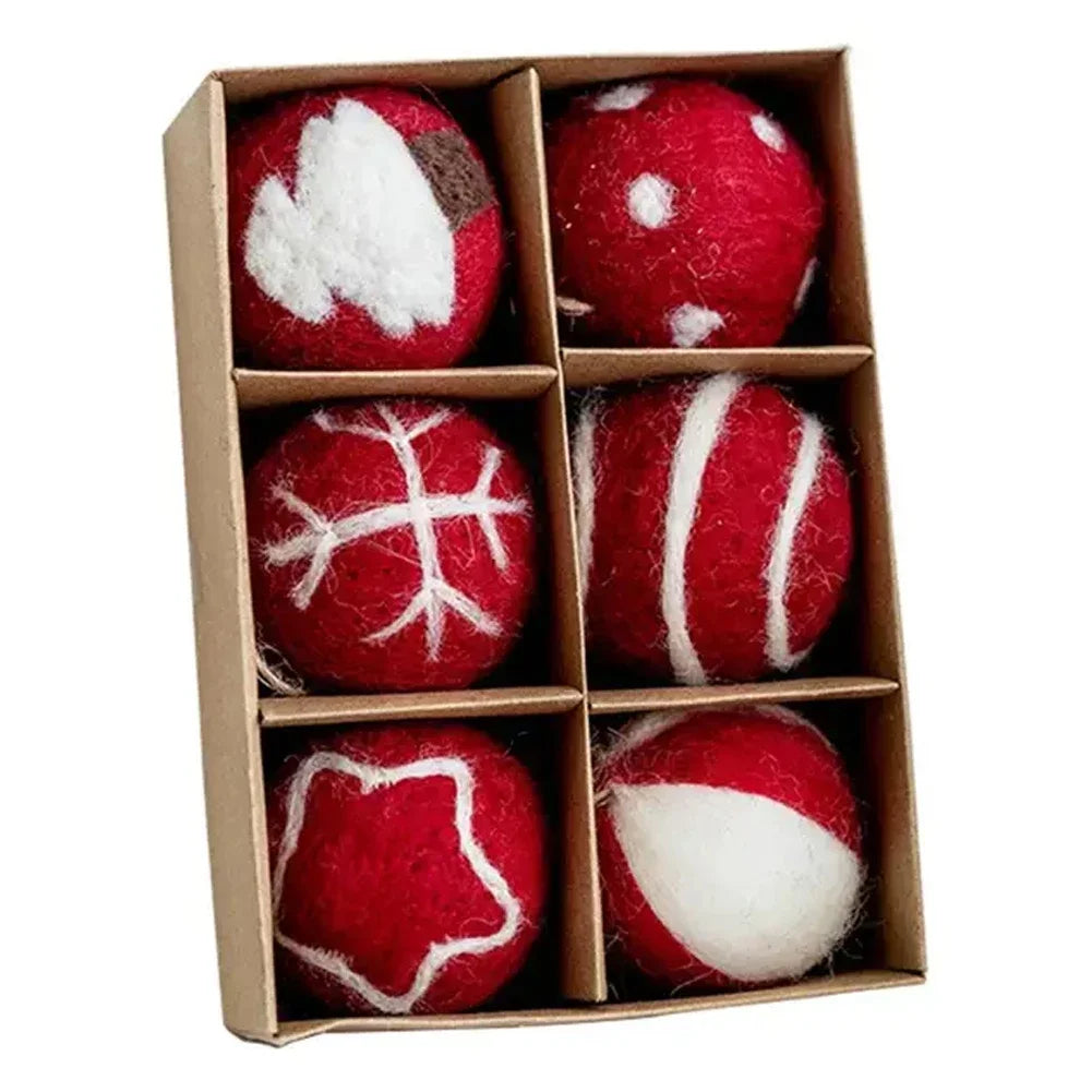 Wool Felt Ball Christmas Tree Ornaments | Colorful Set