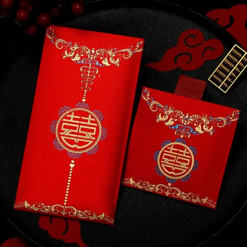New Year's Blessing Bag Red Envelope Luck Money Bag New Year Packet Money Pocket New Year Gifts Good Luck Red Pocket DIY Packing Peaceful Pleasures Health and Wellness 9x9cm-5-10pcs-