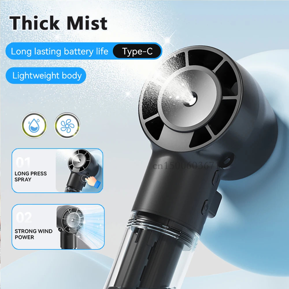 Water Mist Fan Portable Handheld Humidifier Fan with Sprayer Rechargeable 4 Wind Speed Coolling Mist Fan Mini Water Spray Fan Peaceful Pleasures Health and Wellness