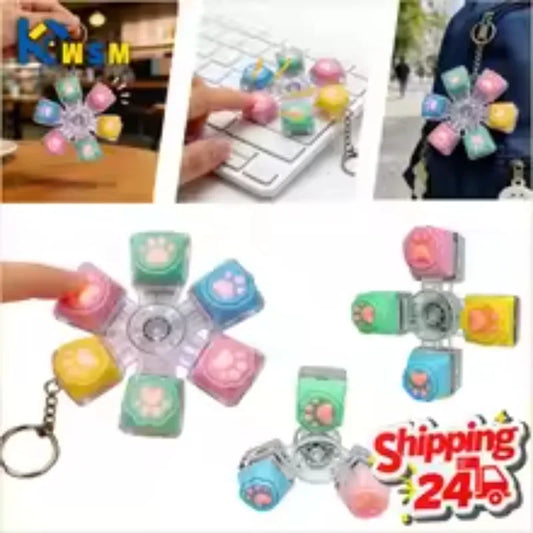 Cat Paw LED Clicker Keychain – Fidget Toy for Stress & Anxiety LED Fidget Keychain Peaceful Pleasures Health and Wellness