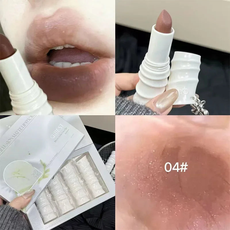 QIBEST 4 Colors Velet Matte Lipstick Makeup Sets Soft Mist Light Color Colorful Lip Stain Lasting Shiny Lipstick Cosmetics Kits Peaceful Pleasures Health and Wellness