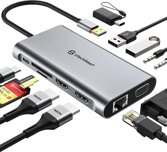 11-in-1 USB-C Docking Station | Triple Display, PD, Ethernet Peaceful Pleasures Health and Wellness United States