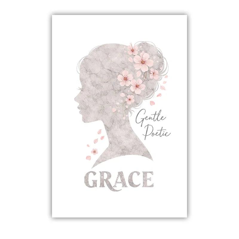 Nordic Woman Silhouette Floral Canvas Wall Art | Bedroom Poster Canvas Wall Art Peaceful Pleasures Health and Wellness 06 50x70cm NoFrame China Mainland