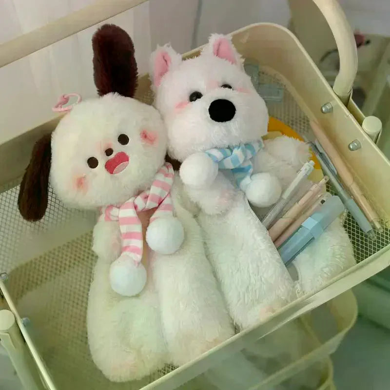 Kawaii Plush Westie Dog Pencil Case – Large Capacity Bag