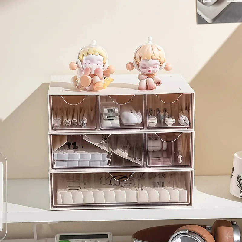 Stackable Drawer Organizer Multi-Functional Storage Box Large Capacity Desktop Stationery Holder Space-Saving Drawer Cabinet Peaceful Pleasures Health and Wellness
