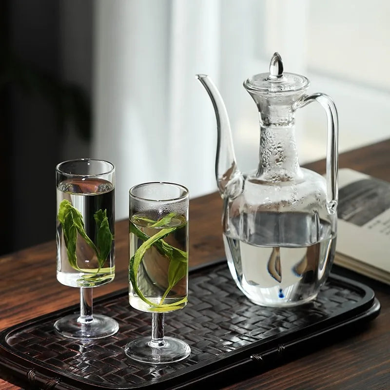 Transparent glass hand-held green tea teapot heat-resistant glass imperial concubine teapot retro boiling teapot Peaceful Pleasures Health and Wellness