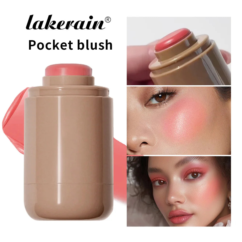 Lakerain 3in1 Cheek Lip Tinted Moistured Blush Stick Waterproof Easy Color Rouge Silky Smooth Blusher Cream Matte Contour Makeup Peaceful Pleasures Health and Wellness