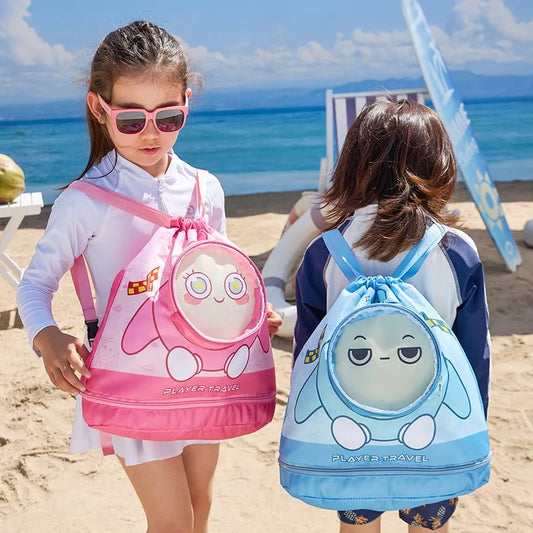 Waterproof Kids Beach Bag | Cartoon Drawstring Backpack Kids Drawstring Backpack Peaceful Pleasures Health and Wellness