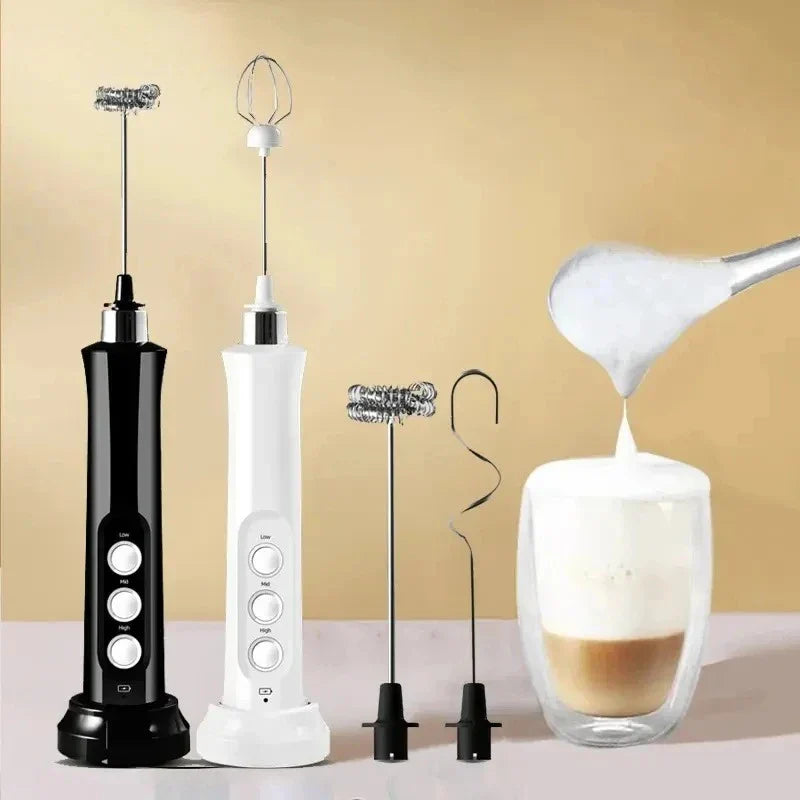3-in-1 Handheld Milk Frother | 3-Speed USB Rechargeable Foamer