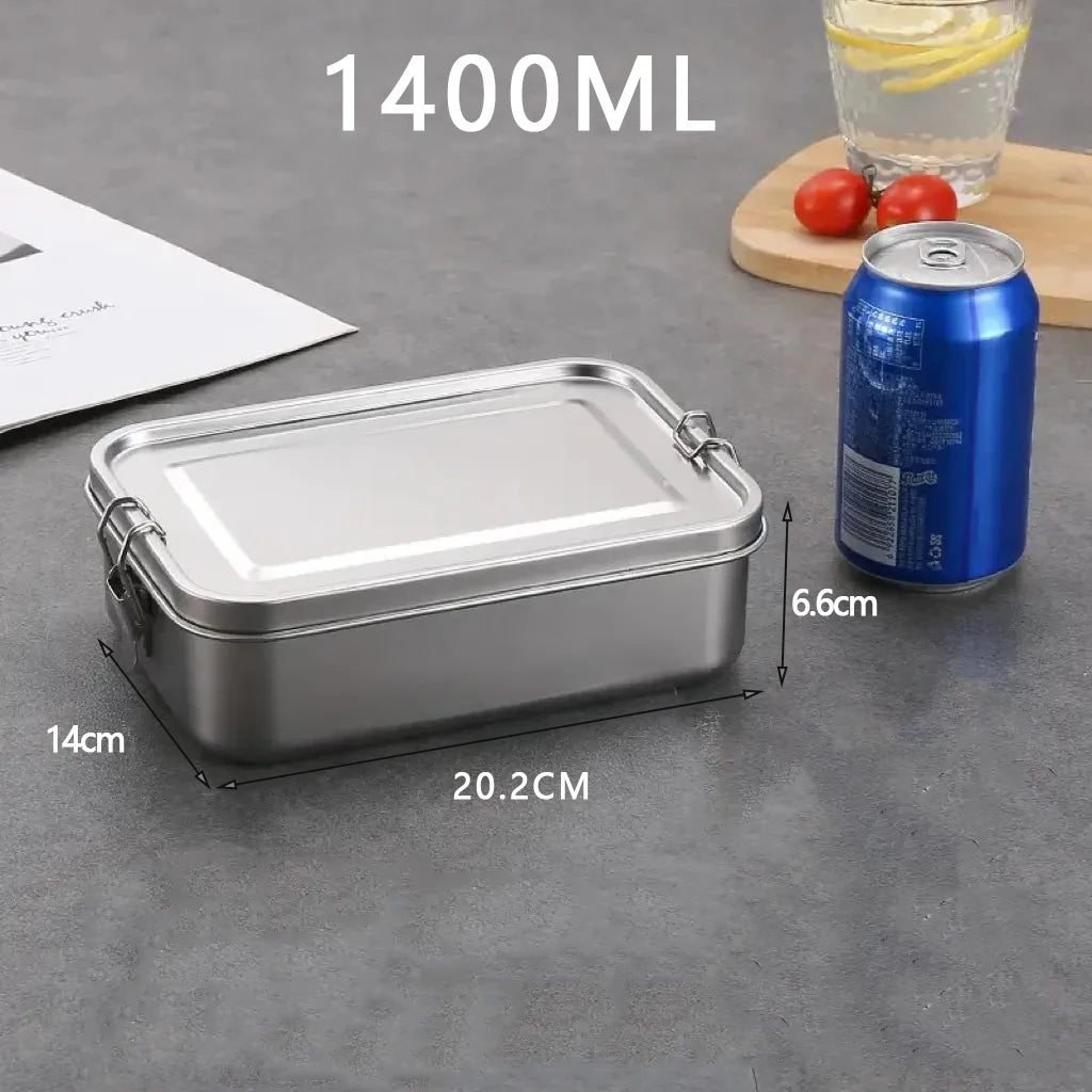 Stainless Steel Bento Box Metal Lunch Box Food Storage Containers with Lockable Clips Lunch Snack Boxes for Work,School Peaceful Pleasures Health and Wellness 1400ml 1