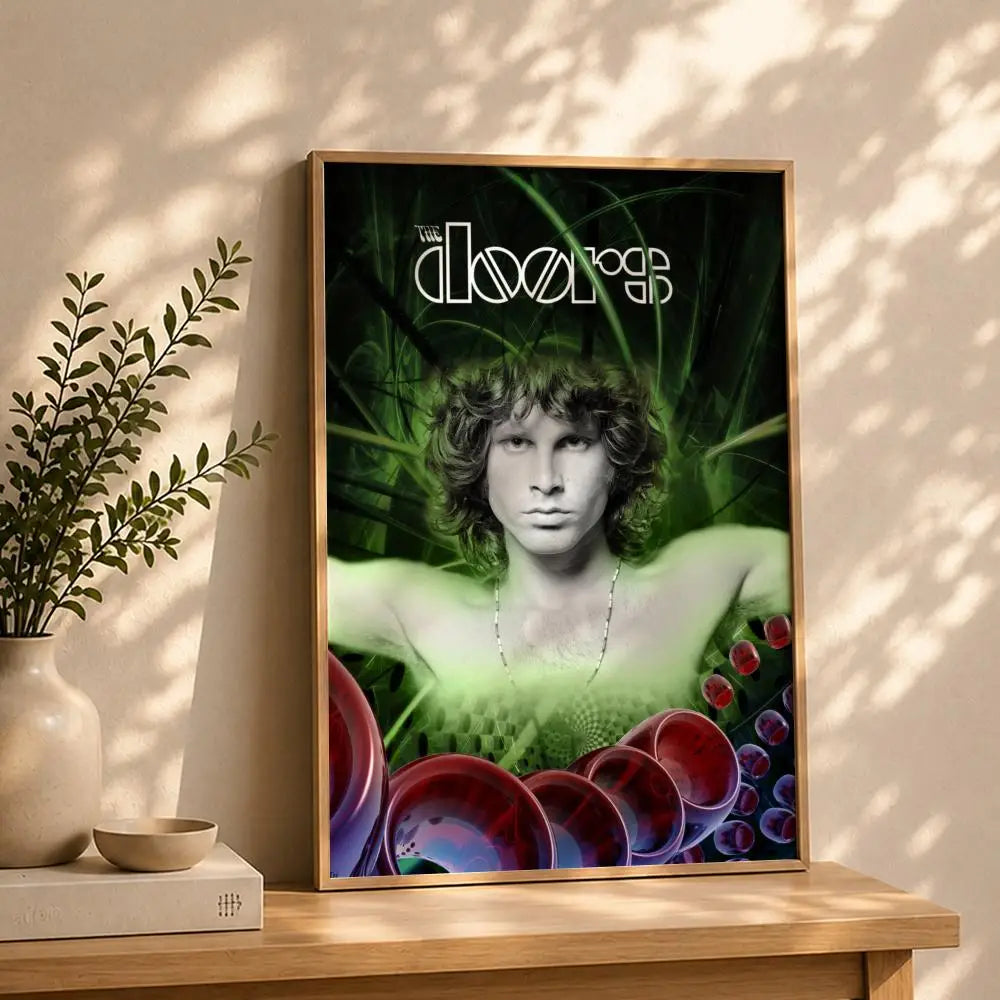 The Doors Band HD Self-Adhesive Waterproof Wall Poster Wall Art Poster Peaceful Pleasures Health and Wellness White10 50X70cmNoframe