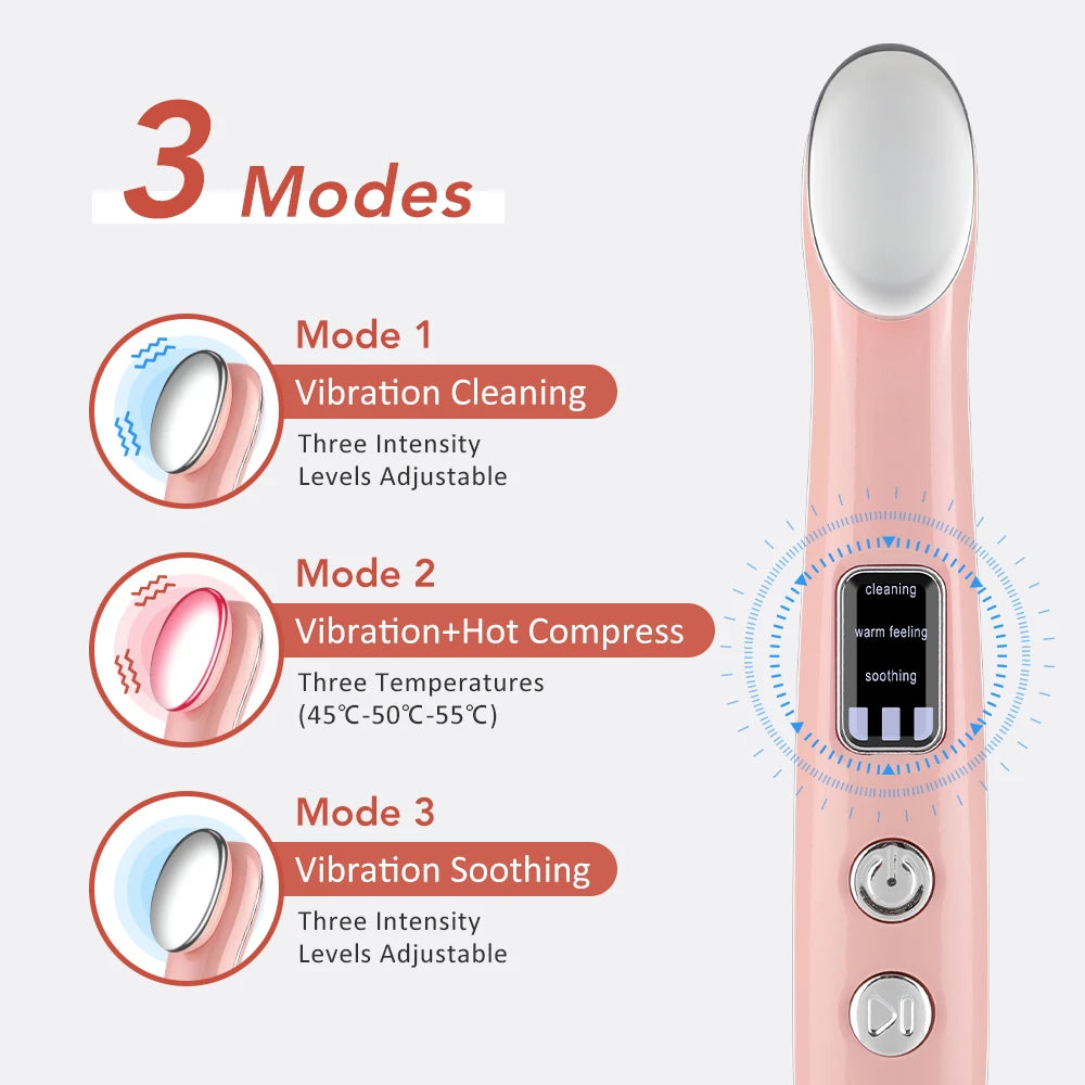 Vibration Red Light Eye Massager Pen Hot Compress Beauty Anti Wrinkles Eye Lifting Wand Eye Care for Dark Circles Eye Bag Reduce Peaceful Pleasures Health and Wellness
