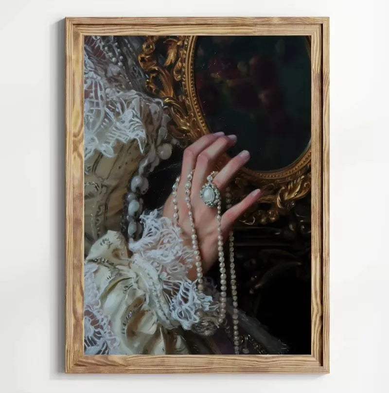 Mysterious Gothic Witchcraft Aesthetics Mirror Forest Women Wearing Veils Art Poster Canvas Bedroom Living Room Wall Decoration Peaceful Pleasures Health and Wellness ZLH5049 60x90cm No Frame