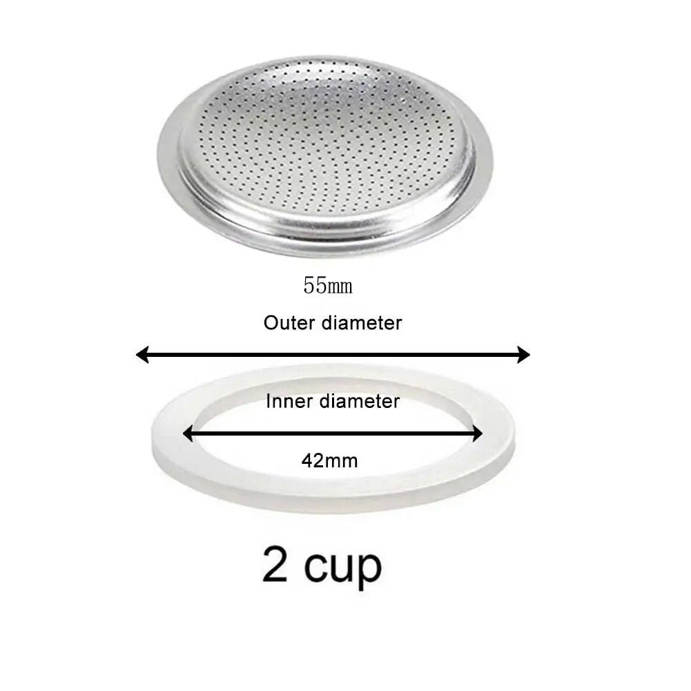 Moka Pot Silicone Gasket & Sieve | 1–12 Cup Replacement Set