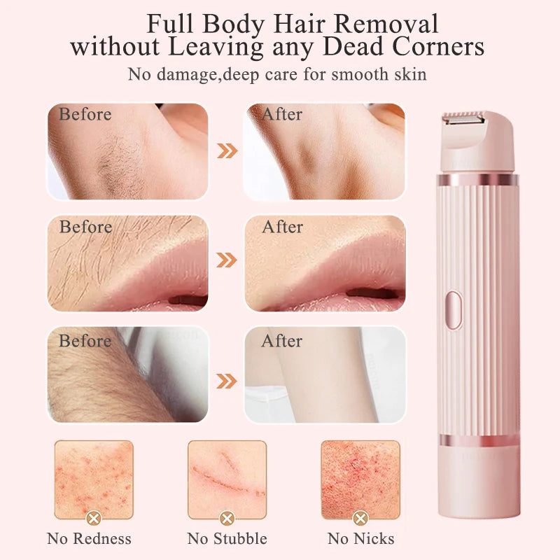 Electric Shaver for Women Female Epilator Electric Hair Removal 2 in 1 Woman's Razor for Body Legs Face Mustache Bikini Trimmer Peaceful Pleasures Health and Wellness
