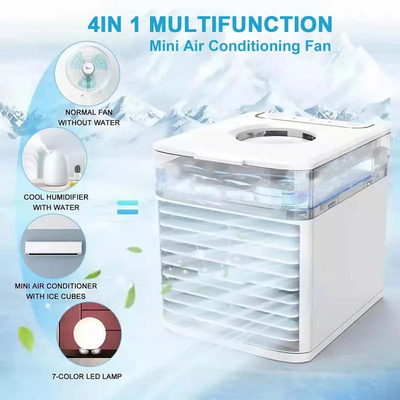 Modern Mini air Conditioning Fan Portable Household Desktop USB Cooling Fan Mobile Humidification Water Cooled Spray Small Fan Peaceful Pleasures Health and Wellness