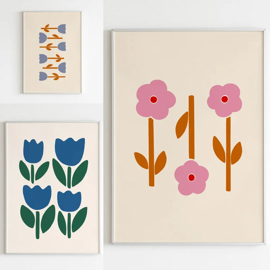 (1pc frameless)Minimalist Abstract Flowers Printable Wall Art Lovely Floral Bouquet Canvas Painting Living Room Home Decorati Peaceful Pleasures Health and Wellness