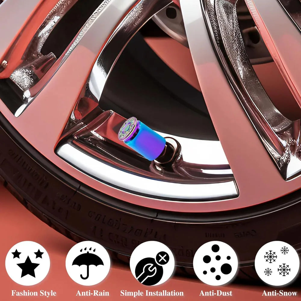 Bullet Shell Tire Valve Stem Caps Aluminum Alloy Car Air Cap Cars SUV
