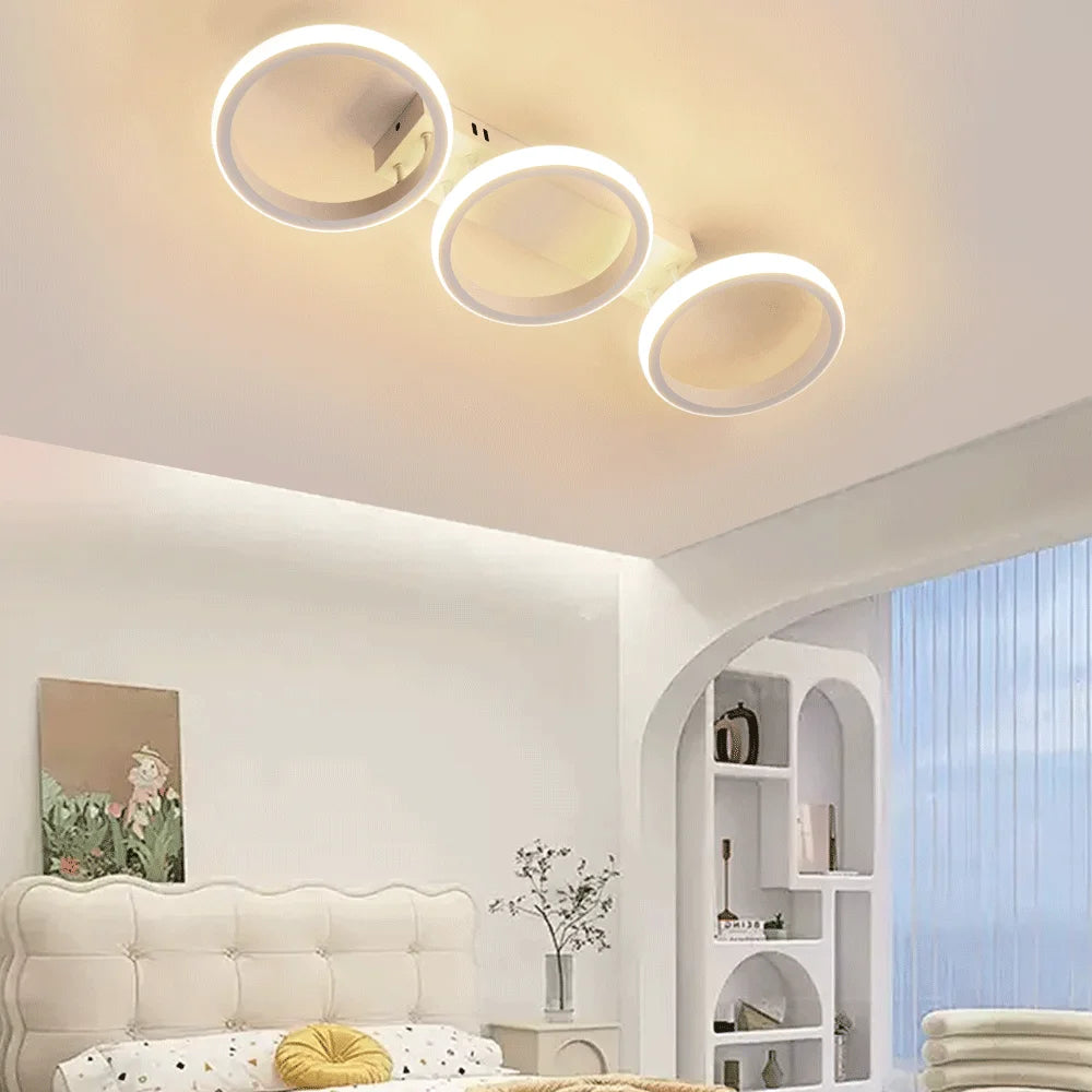 RUNTOIN Modern LED 3-Ring Ceiling Light | Bedroom & Living Room