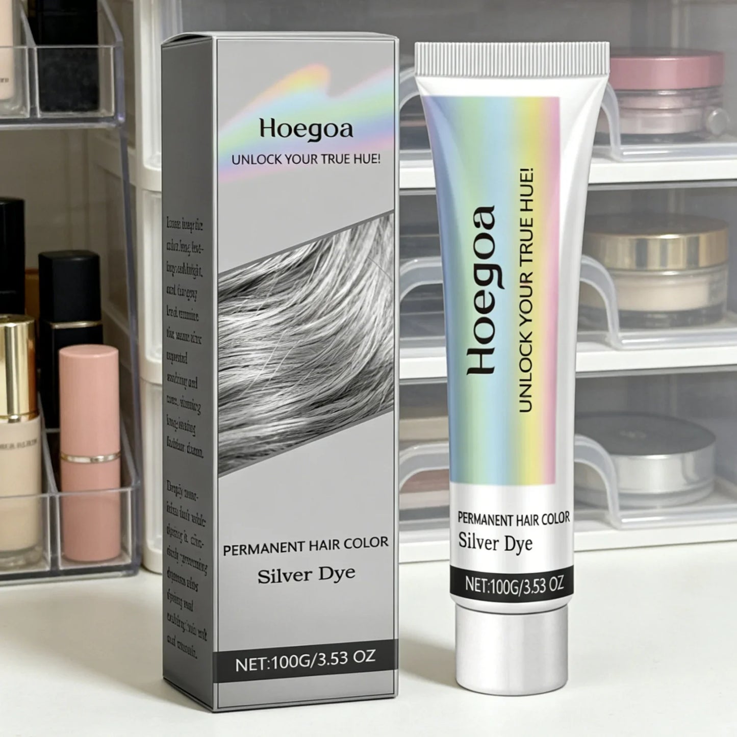 Hoegoa Silver Hair Dye Cream – Nourishing Long-Lasting Color 100g