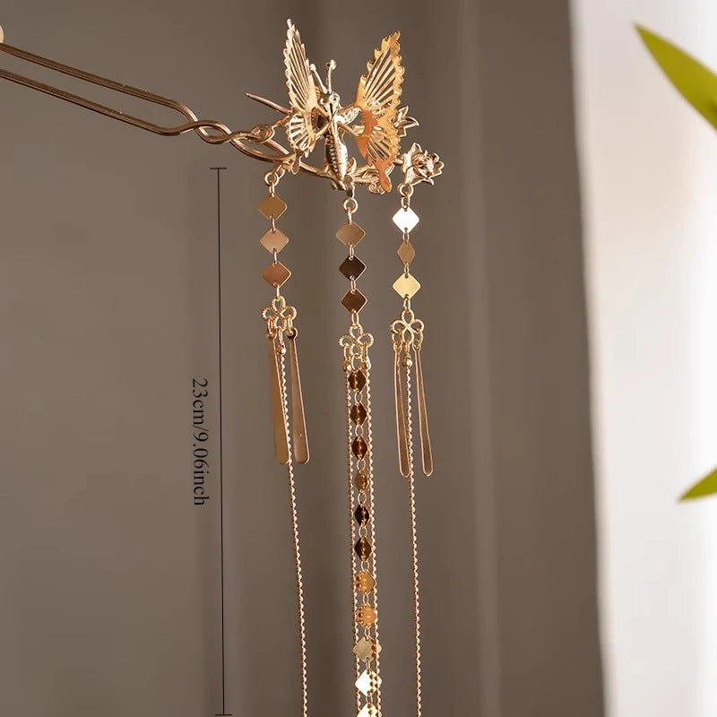 Butterfly Hair Accessories Ancient Style Hanfu Accessories Super Fairy Flow Su Bu Yao Hair Hairpin New Chinese Style Versatile Peaceful Pleasures Health and Wellness