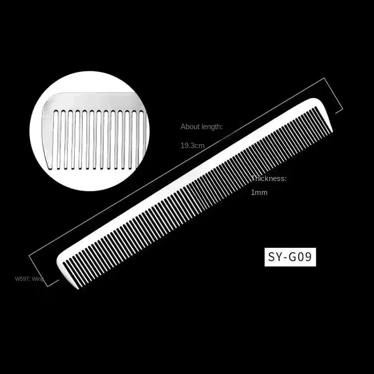 1PC Titanium Steel Comb Professional Salon Hair Hairdressing Anti-static Barbers Comb Ultra Thin Hair Brush for Men Peaceful Pleasures Health and Wellness G-09