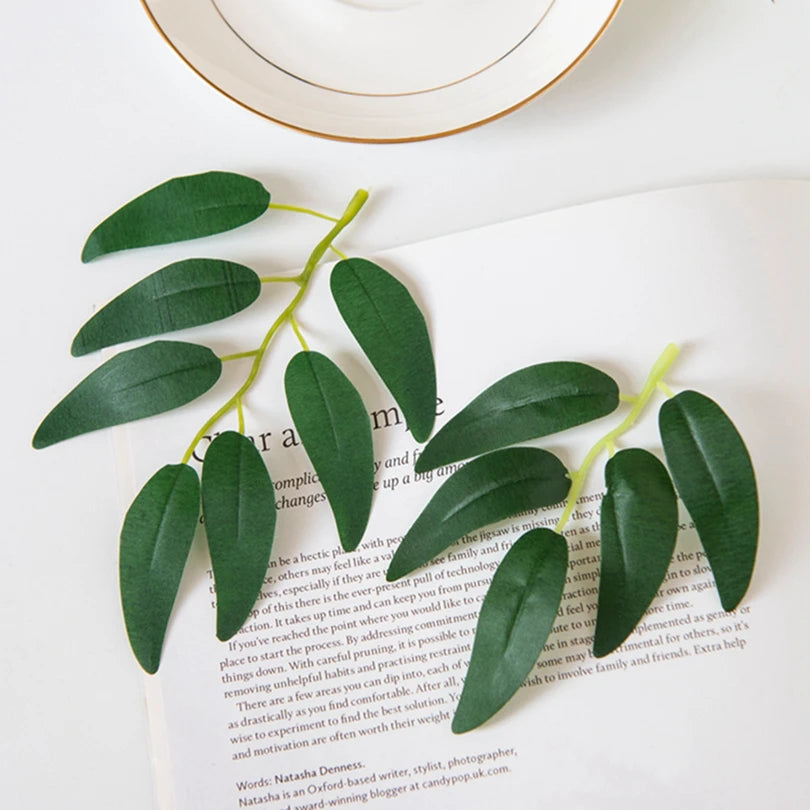 Green Silk Willow Leaves Artificial Plants 50/100Pcs – Decor Artificial Leaf Sprigs Peaceful Pleasures Health and Wellness