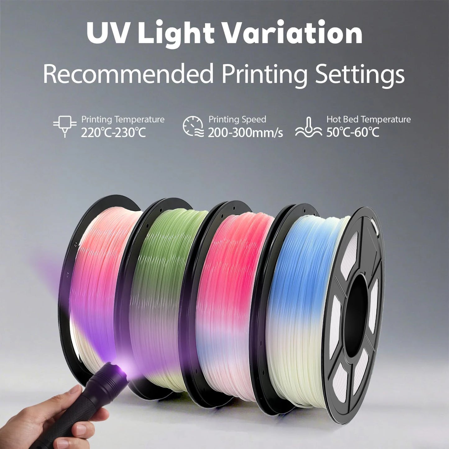 UV Color Changing PLA+ Filament 1.75mm 250g – DINGSUN 3D
