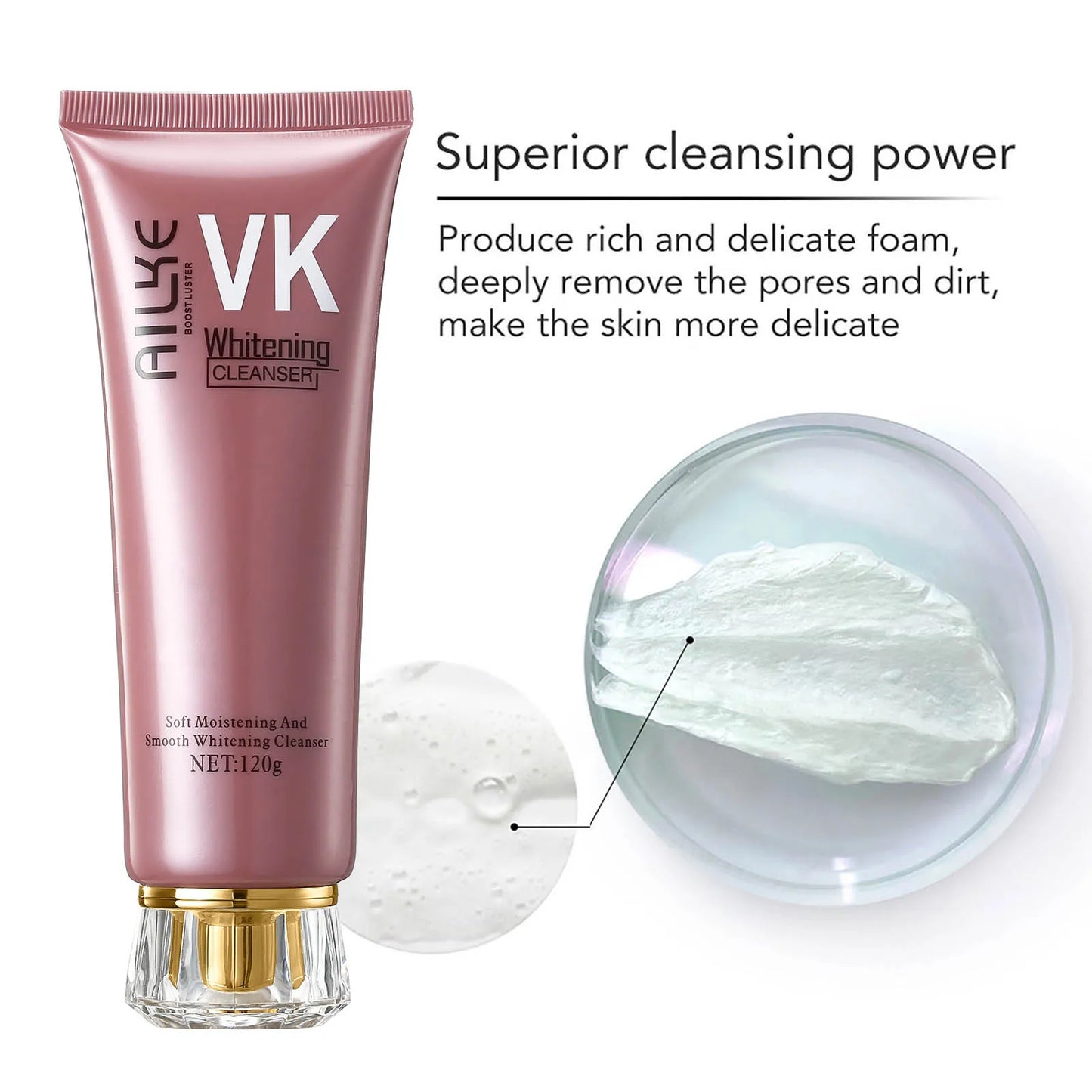AILKE Rose Facial Cleanser – Brightening, Moisturizing, 120ml