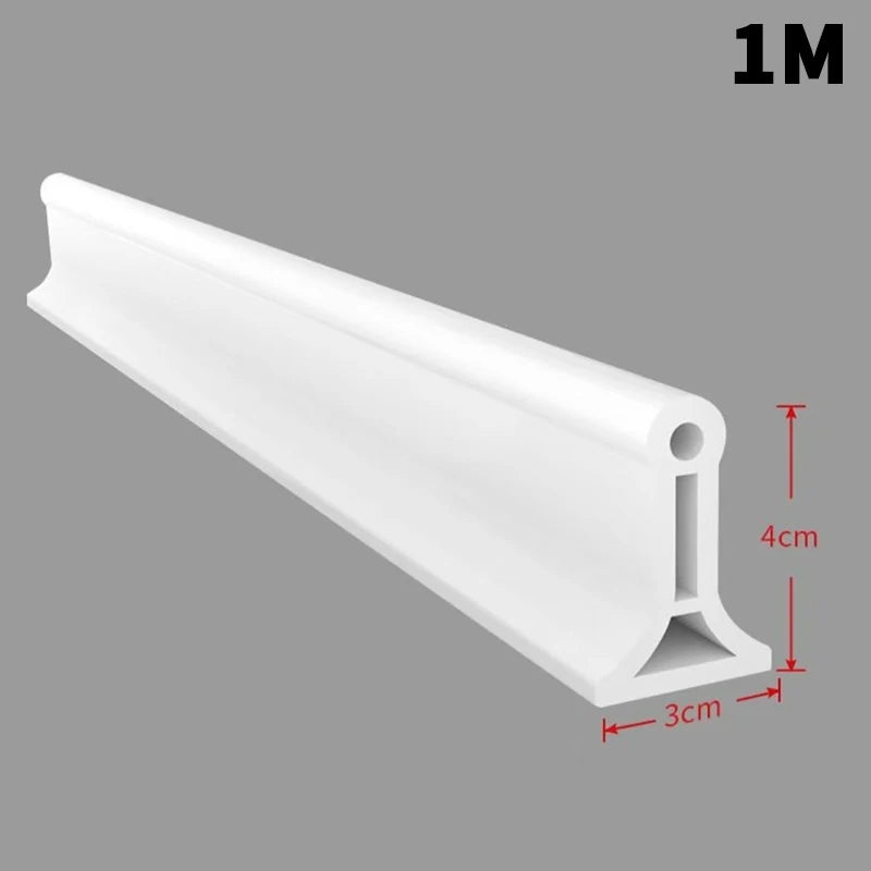 New Self-Adhesive Silicone Water Stopper Water Retaining Strip Bendable Bathroom Door Washing Machine Shower Dam Barrier Peaceful Pleasures Health and Wellness white-1M