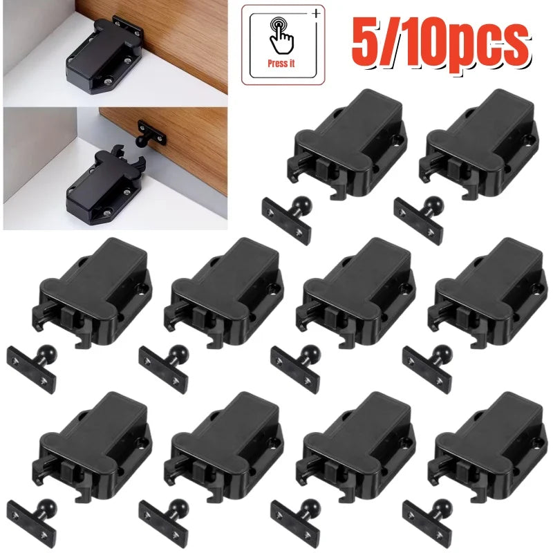 5/10pcs Non-Magnetic Touch Latch,Safe Push Latches,Push To Open Cabinet Catch,Rebound self-Locking Device,Cupboard Door Stop Peaceful Pleasures Health and Wellness