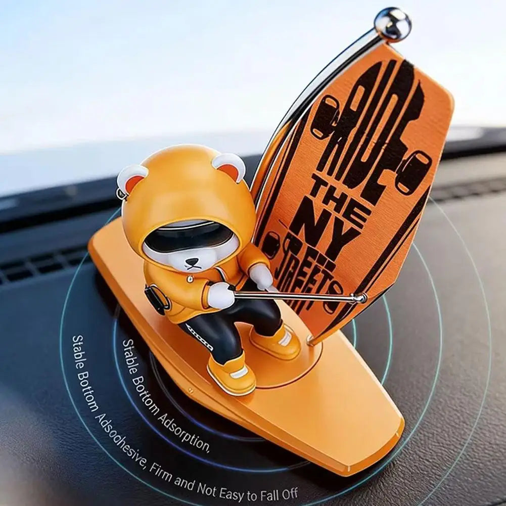 Creative Car Ornaments, Surfing Bears, Swinging And Rotating Cartoon Car Ornaments, Interior Decorative Items For Cars Peaceful Pleasures Health and Wellness