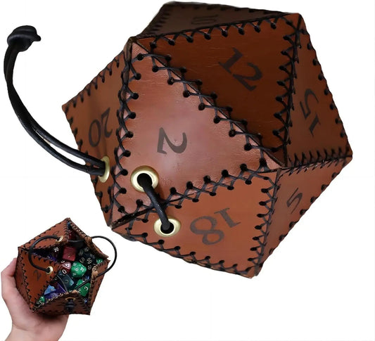 Leather D20 Dice Bag For RPG Polyhedral Dice Pouch Portable Drawstring Bag for Game DND Peaceful Pleasures Health and Wellness