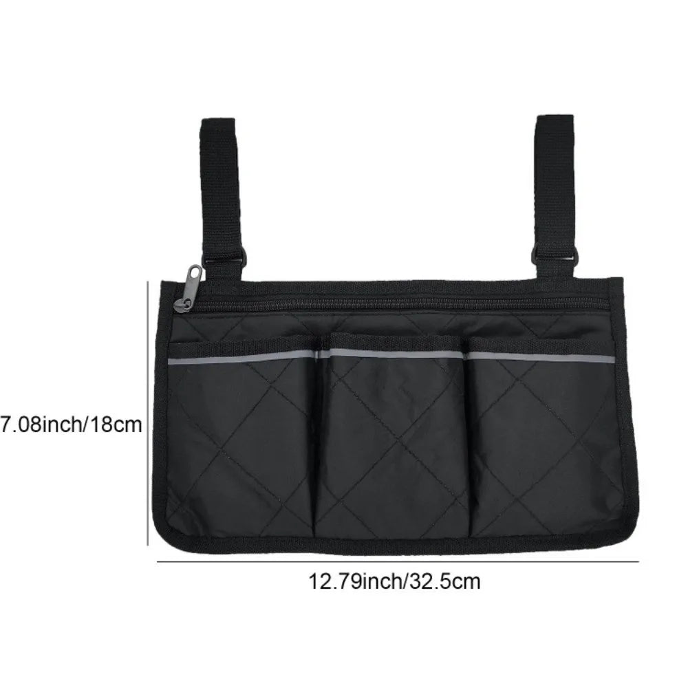 Wheelchair Armrest Hanging Bag | Multi-Pocket Waterproof Organizer