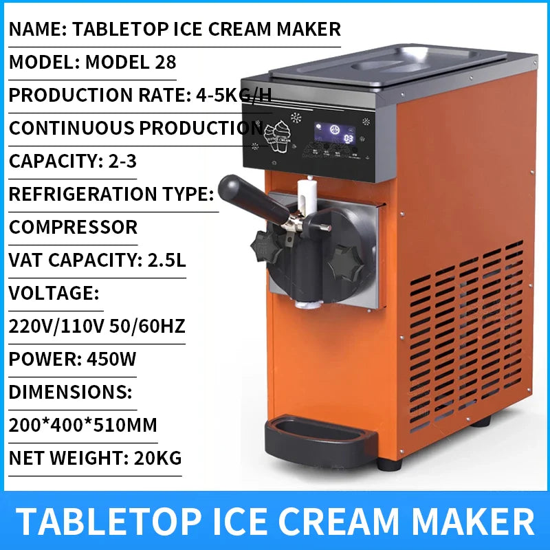 Commercial Tabletop Sundae Ice Cream Machine – 3.8L 450W