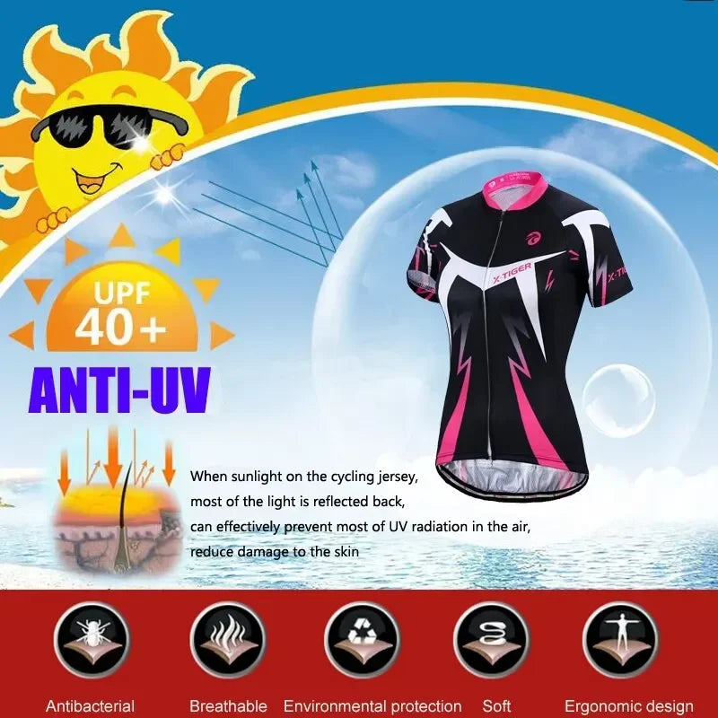 X-TIGER Women's Cycling Jersey – Breathable Quick-Dry MTB Top