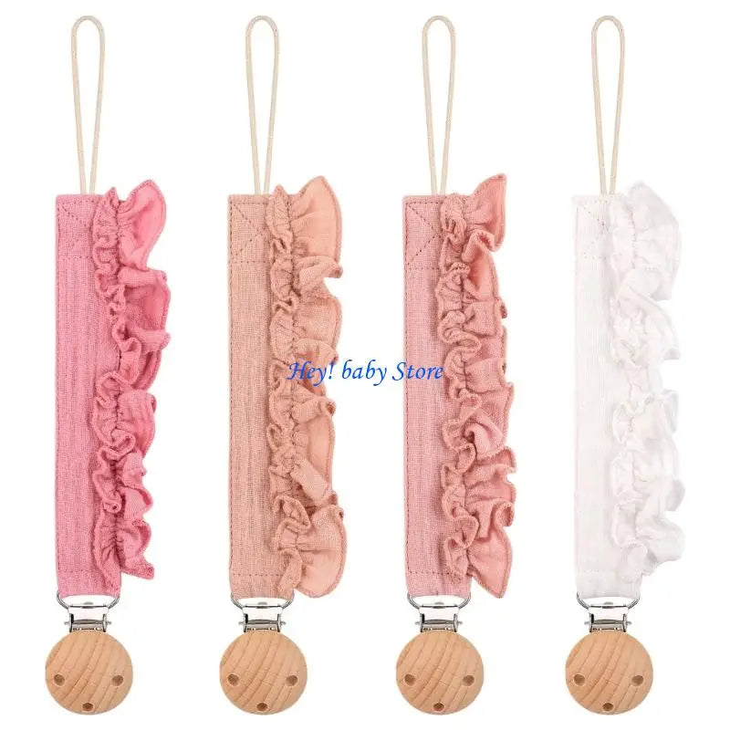 Baby Pacifier Holder Chains Lace Trim Anti-Loss 4-Pack
