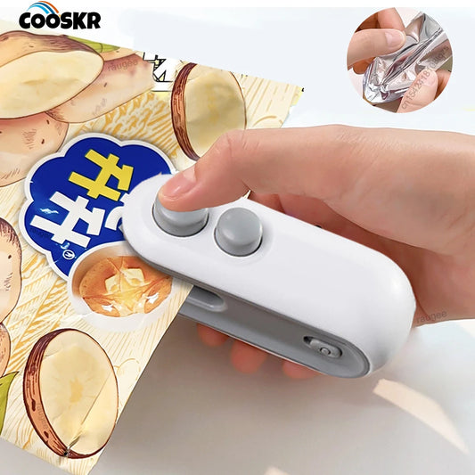 2in1 Mini Heat Bag Sealing Machine Food Package Bag Heat Sealer Plastic Storage Bag Clip Bag Handheld Portable Small Heat Sealer Peaceful Pleasures Health and Wellness