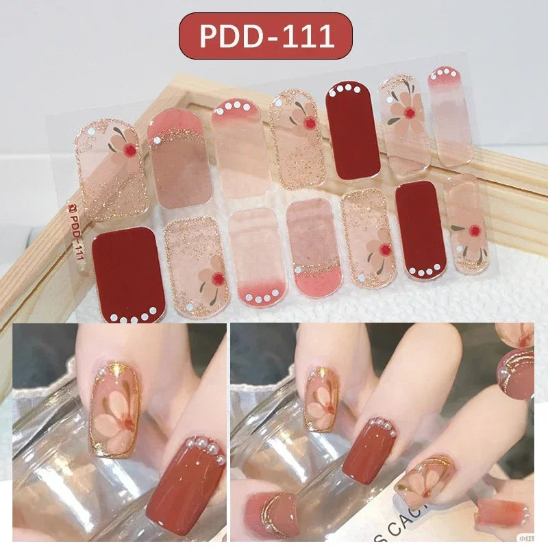 Self Adhesive Sparkling Glitter Full Cover Designer Art Nail Decoration Fashion Manicure Nail Stickers Peaceful Pleasures Health and Wellness PDD-111