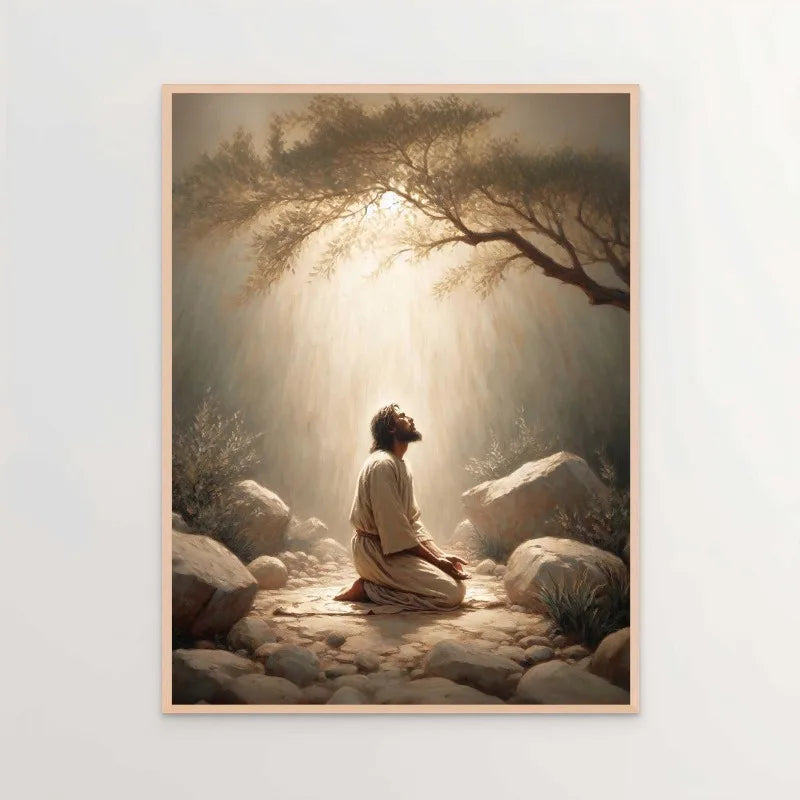 (1pc frameless)Modern Christian Believer Poster Jesus Praying Shepherd Bible Verse Easter Canvas Painting Wall Art for Kids R Peaceful Pleasures Health and Wellness WO2090-1 40x50cm Unframed