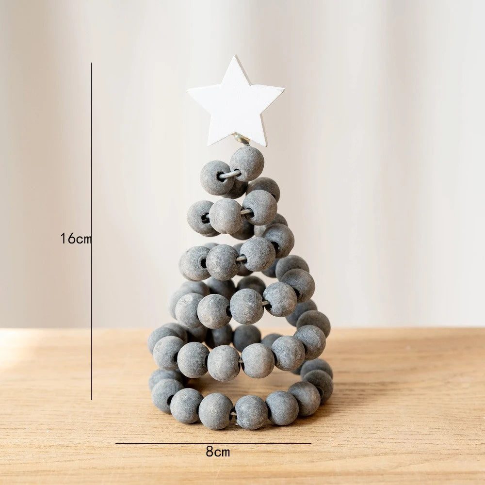 Christmas Decoration Wooden Bead Christmas Tree Creative Nordic Style Wooden Christmas Tree Desktop Ornament Decoration Ornament Peaceful Pleasures Health and Wellness C 1PC