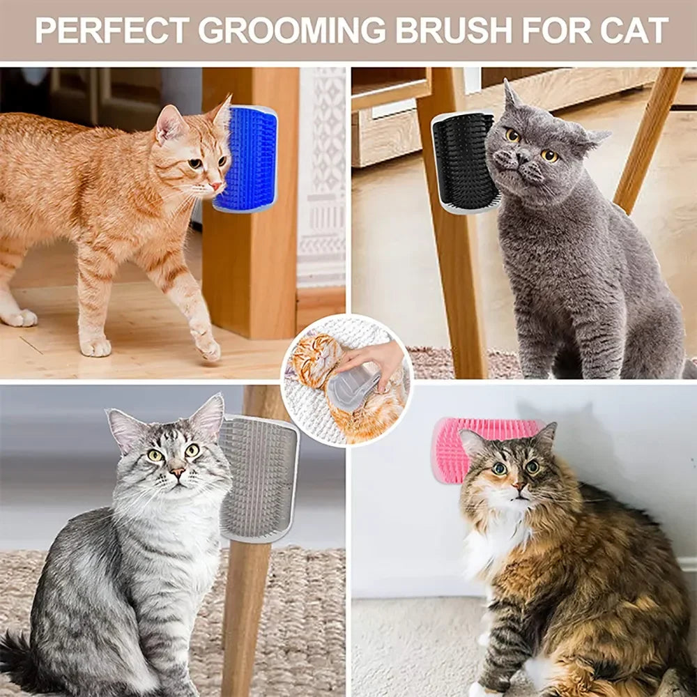 Cat Corner Brush – Scratcher, Massager & Grooming Comb