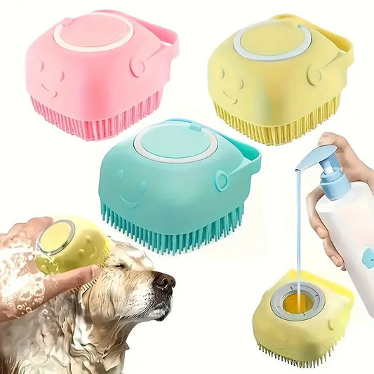 Pet Grooming Bath Brush with Shampoo Dispenser | Dogs & Cats Pet Grooming Brush Peaceful Pleasures Health and Wellness