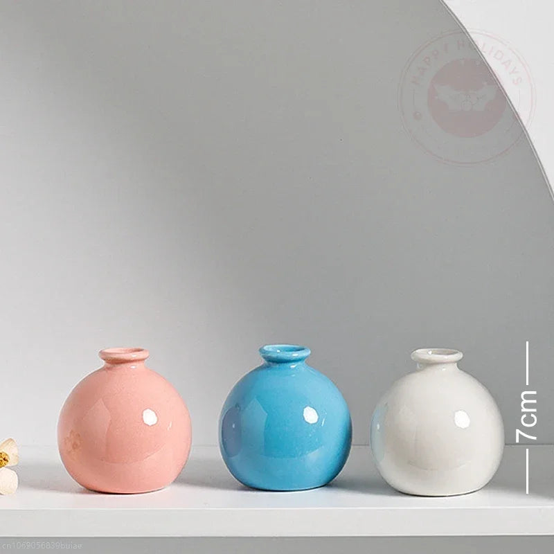 Mini Ceramics Vase Interior Accessories Ceramic Vase Desktop Ornament Flower Arrangement Vase Art Flower Decorative home decor Peaceful Pleasures Health and Wellness